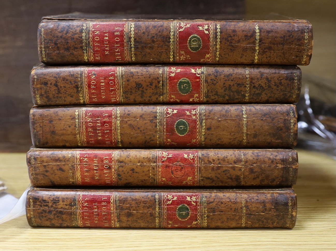 Barr's Buffon. Buffon's Natural History, containing a Theory of the Earth, a General History of Man.... With notes by the translator. 10 vols. 85 plates; contemp. gilt tree calf with red labels, cr. 8vo. printed by J.S.